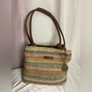 Duck Head Multicolor Woven Handbag with Brown Accents